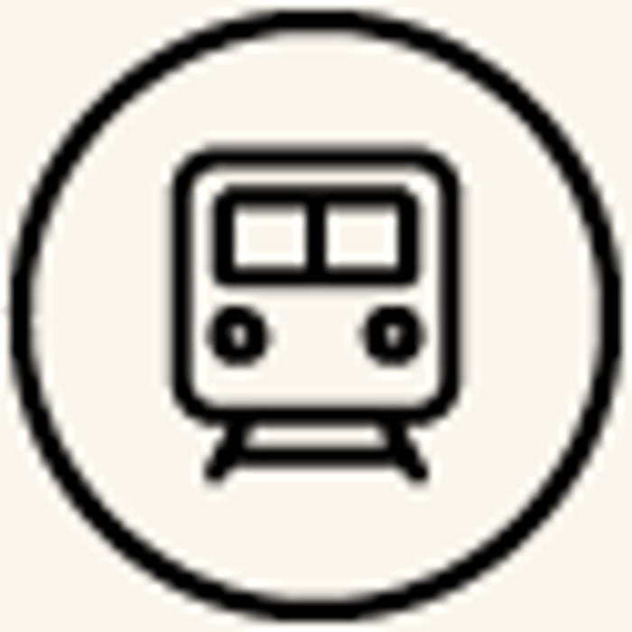 A "Train" icon is elegantly displayed in black against a white background.