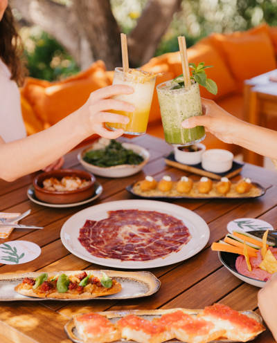 Tapas and cocktails at Los Olivos restaurant, Beaumier hotel Petunia, Ibiza