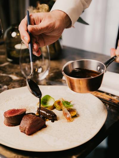 Fine dining at La Table de L'Alpaga, Michelin-starred restaurant at the Beaumier hotel in Megève