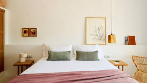 Bedroom of the sea view suite at Hotel Petunia Ibiza