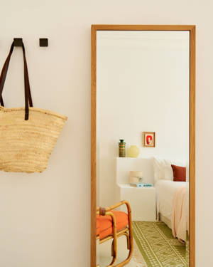 Light-filled bedroom of the suite in Ibiza