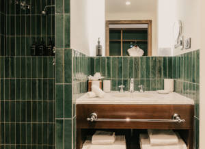 Salle de bain et douche de la chambre Confort à Val Thorens.