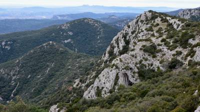Rocky ridges and forested hills of the Luberon Natural Regional Park, Provence
