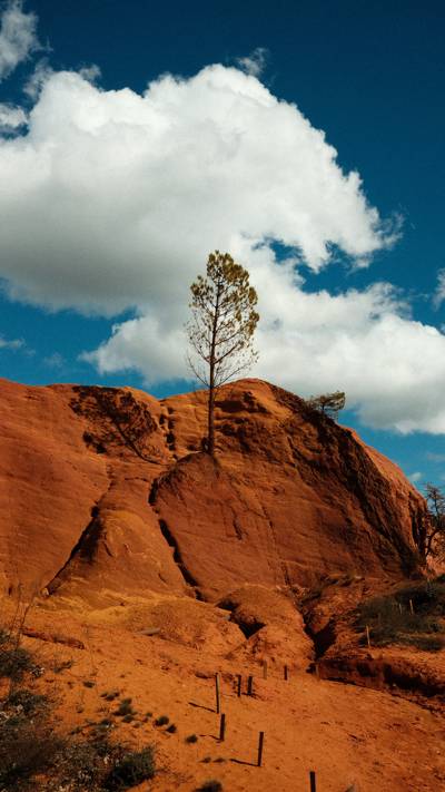 Red ochre cliffs of Roussillon in the Luberon, near the Beaumier hotel Capelongue